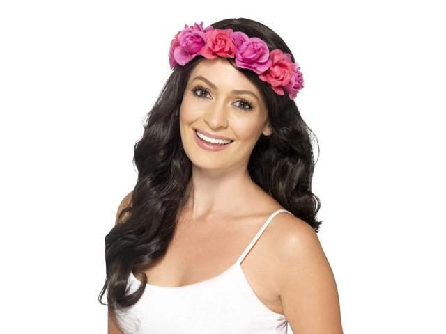 26' Pink Floral Hawaiian Women Adult Halloween Headband Costume Accessory - One Size