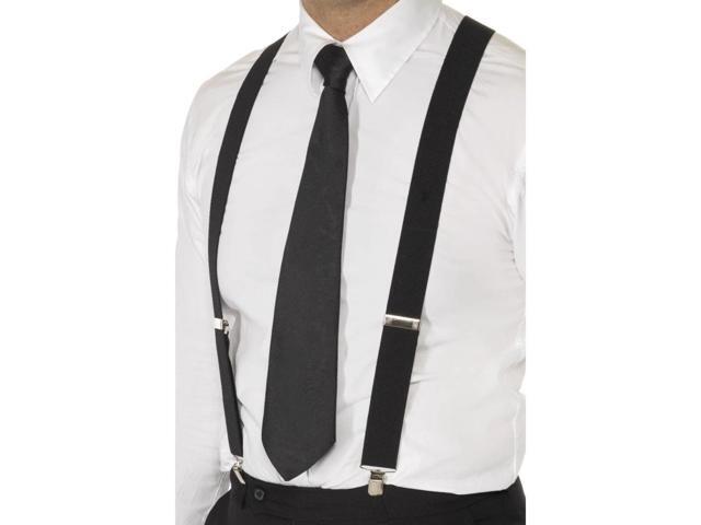 19' Black 1920's Elasticated Braces Unisex Adult Halloween Costume Accessory - One size
