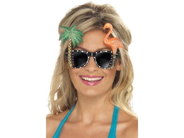 21' Black Unisex Adult Halloween Specs with Flamingo and Palm Tree Costume Accessory