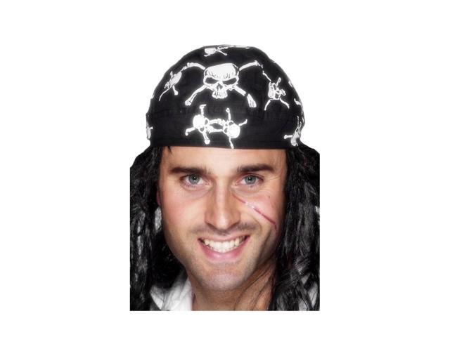 19' Black and White Unisex Adult Halloween Pirate Bandana Costume Accessory - One Size