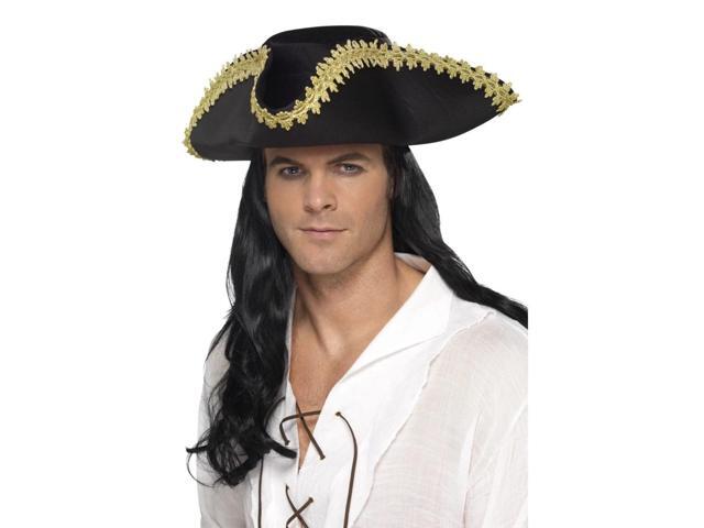 40' Black and Gold Pirate Men Adult Halloween Hat Costume Accessory - One Size