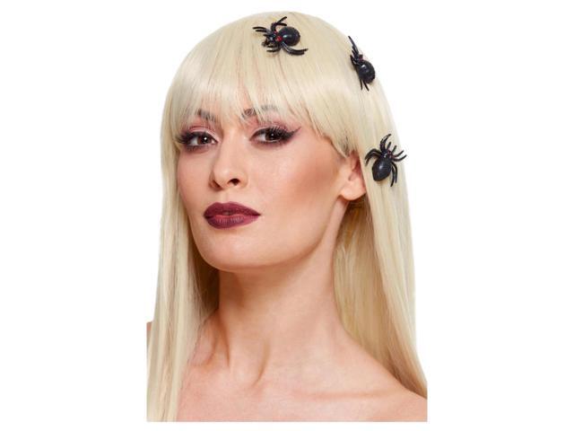 19' Black and Red Spider Women Adult Halloween Hair Clips Costume Accessories - One Size