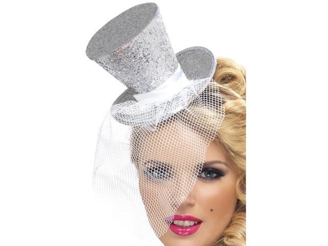 27' Silver Fever Mini Top Women Adult Halloween Hat on Headband Costume Accessory - One Size