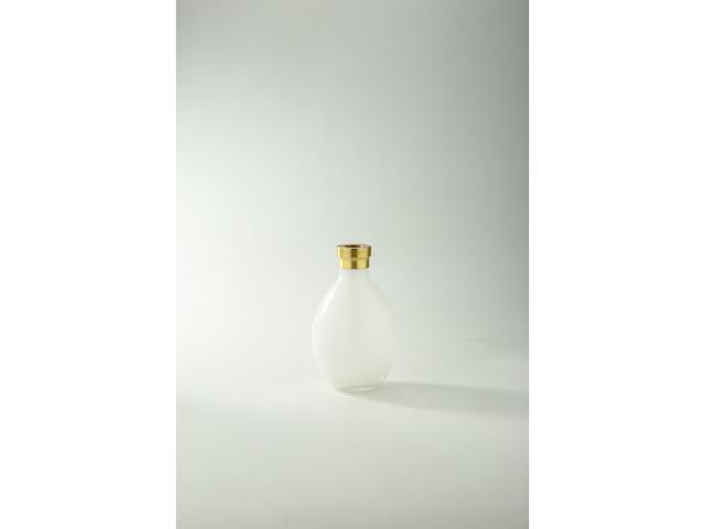 8' White and Gold Hand Blown Glass Tabletop Vase