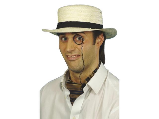 41' Cream White and Black Historical Straw Boater Unisex Adult Halloween Hat Costume Accessory - One Size
