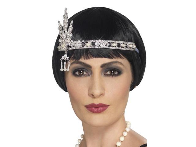 28' Silver 1920's Flapper Jewel Women Adult Halloween Headband Costume Accessory - One Size