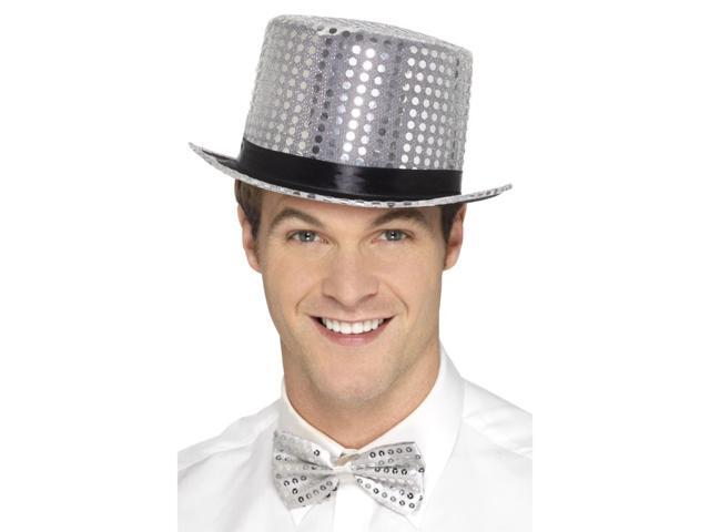 29' Silver and Black Sequin Top Unisex Adult Halloween Hat Costume Accessory - One Size