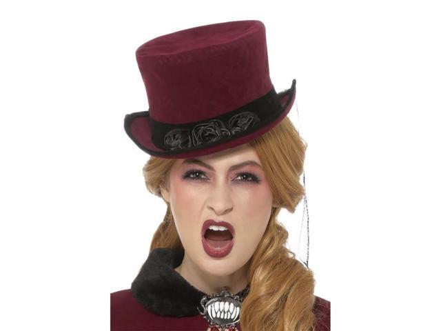 31' Red and Black Victorian Vampires Women Adult Halloween Hat Costume Accessory - One Size