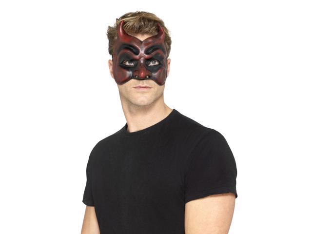 36' Red and Black Masquerade Devil Men Adult Halloween Mask Costume Accessory - One Size