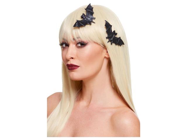 Set of 2 Black Bat Clips Women Adult Halloween Hair Clips Costume Accessories - One Size