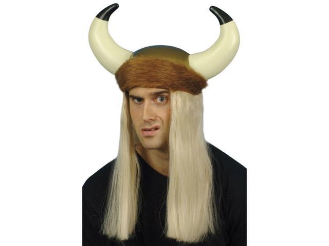 26' Brown and Blonde Viking Unisex Adult Halloween Helmet with Horns Costume Accessory - One Size
