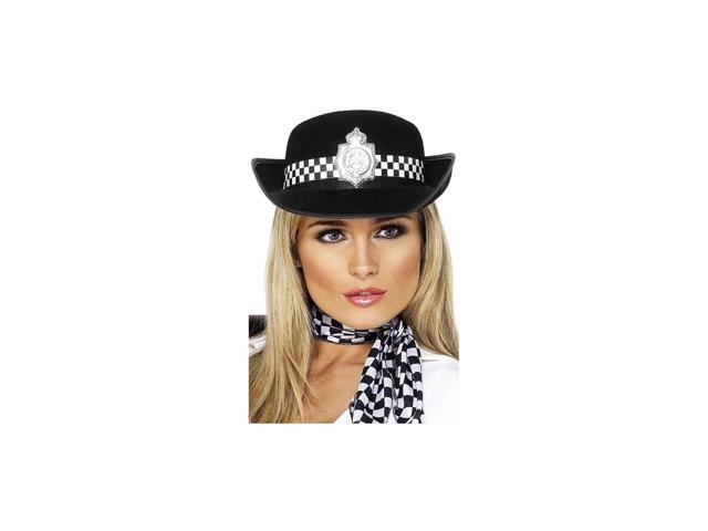 38' Black and White Policewoman Adult Halloween Hat with Badge Costume Accessory - One Size