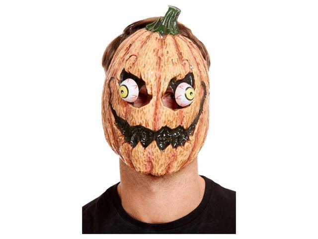 Orange and Black Pumpkin Unisex Adult Halloween Mask Costume Accessory - One Size