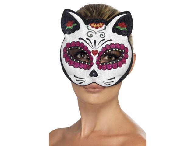 23' White and Black Cat Unisex Adult Halloween Eye Mask Costume Accessory - One Size