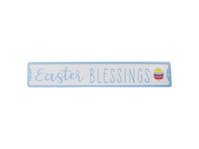 2025' Metal 'Easter Blessings' Sign with Eggs Wall Decor