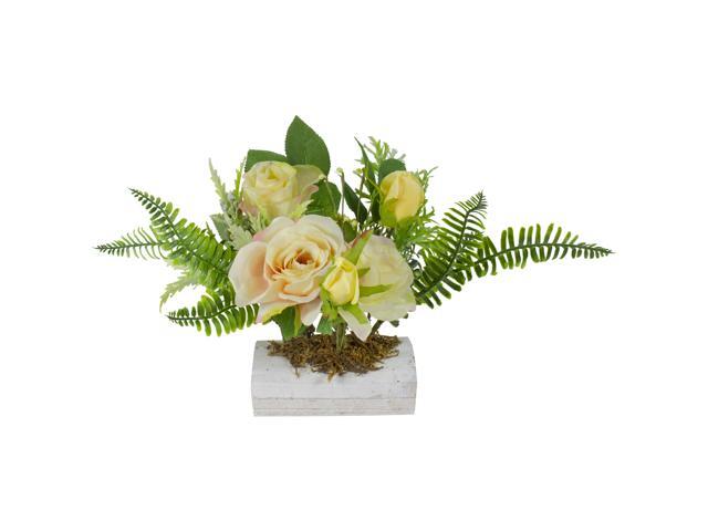 13' Ranunculus and Rose Floral Spring Wooden Statue Tabletop Decor