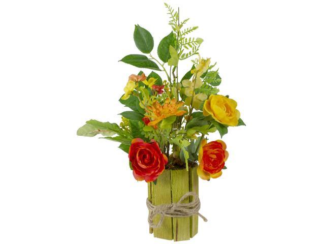 13' Potted Ranunculus and Rose Floral Spring Table Top Decoration