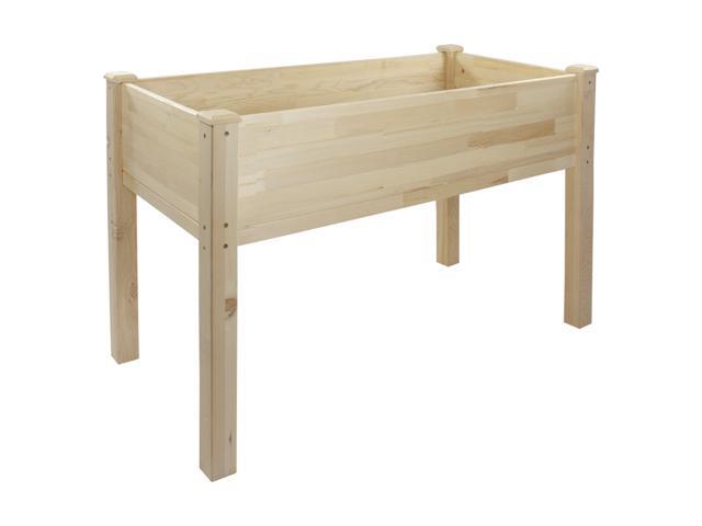 4ft Natural Wood Raised Garden Bed Planter Box with Liner