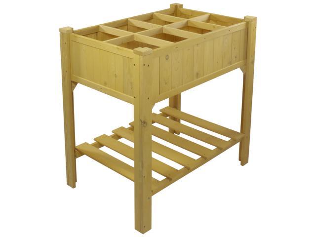 3ft Wooden Raised Garden Bed Planter Box with Shelf