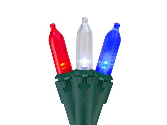 50 Count Red White and Blue LED Mini 4th of July Lights - 155 ft Green Wire