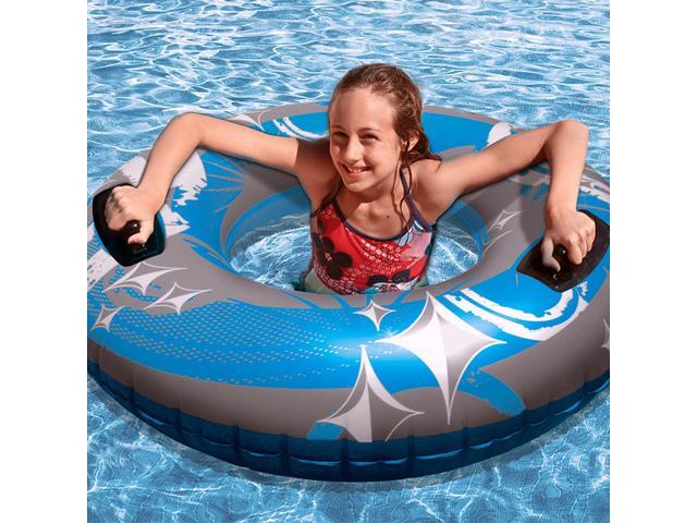 50' Blue Gray and White Giant Inflatable Swimming Pool Hurricane Sport Inner Tube