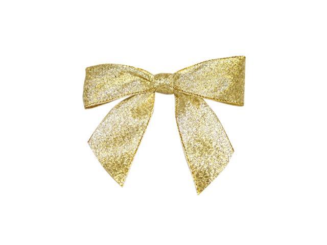 100pc Gold Metallic Shimmer Large Twist Tie Bows 0875'
