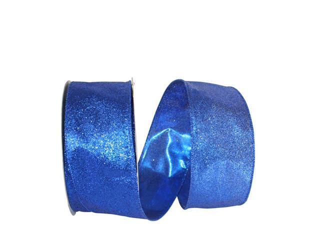 Royal Blue Glitter Metallic Lame Wired Edge Ribbon 25' x 25 Yards
