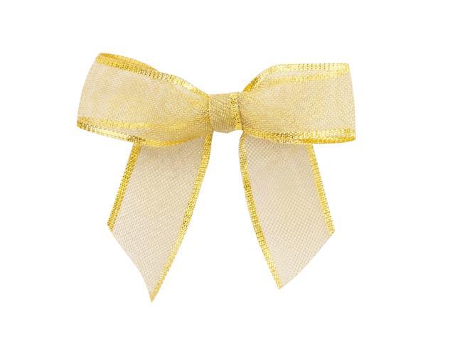 100pc Gold Metallic Mesh Large Twist Tie Bows 0875'