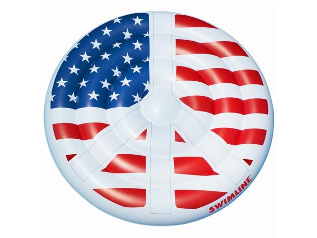 Red and Blue Stars Stripes Peace Sign Swimming Pool Float 60-Inch