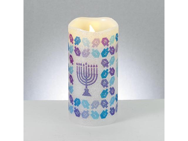 6' Purple and Blue Shimmering Menorah LED Flameless Hanukkah Candle
