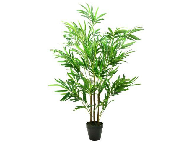 47' Green and Brown Potted Two Tone Artificial Bamboo Plant