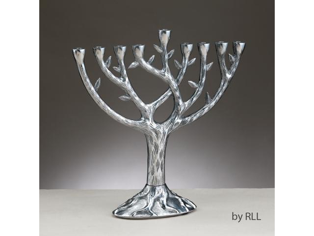 1075' Silver Elegant Tree of Life Inspired Hanukkah Menorah