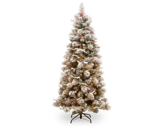75 ft Pre-Lit Snowy Bedford Slim Pine Artificial Christmas Tree with Clear Lights