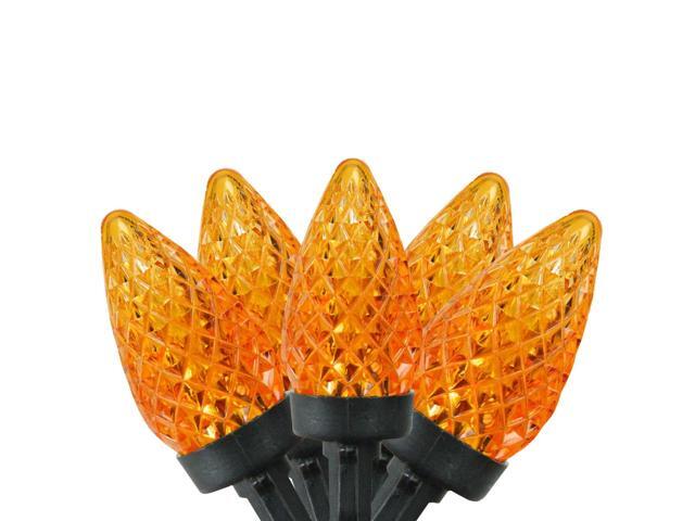 50 Orange LED C9 Mini Christmas Lights - 20 ft Black Wire