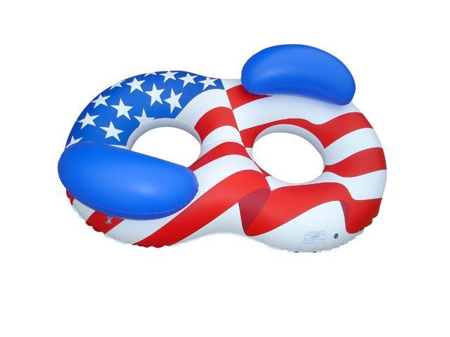 65' Inflatable Patriotic American Flag Duo Circular Swimming Pool Lounger