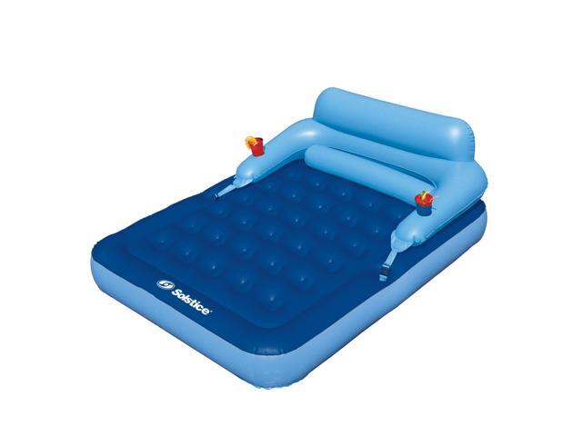 80-Inch Inflatable Blue Malibu Pool Mattress with Removable Back Rest