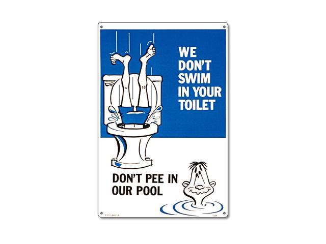 18' White and Blue Funny Residential Swimming Pool Sign