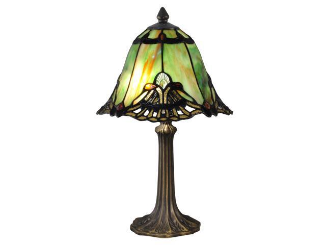 16' Green and Amber Hawaiian Hand Crafted Glass Tiffany-Style Table Lamp