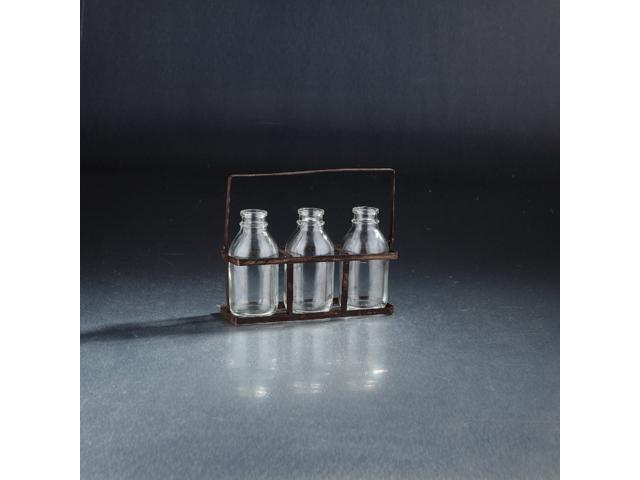 75' Clear Handblown Glass Vase with Rustic Finish Holder