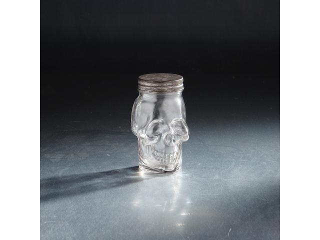6' Clear Skull Shaped Glass Jar with Rustic Brown Lid