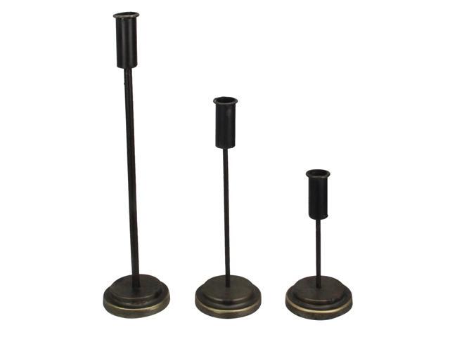 Set of 3 Vintage Style Brushed Metal Taper Candle Holders - 155'
