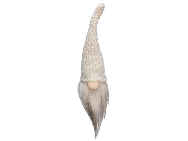 75' White Santa Gnome Head with Crochet Hat Tabletop Christmas Decoration