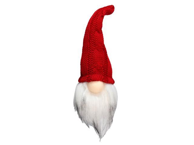 75' Red and White Santa Gnome Head with Crochet Hat Tabletop Christmas Decoration