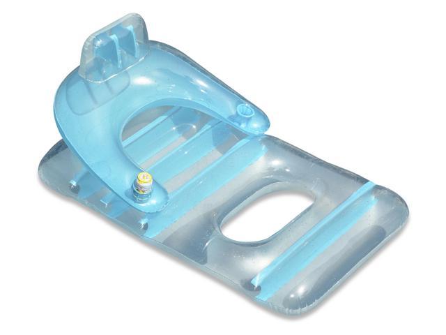 66' Inflatable Light Blue and Clear Classic Swimming Pool Lounge Chair