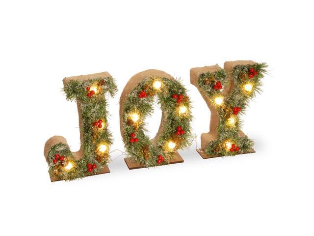 27' Pre-Lit Green and Red JOY Christmas Decor