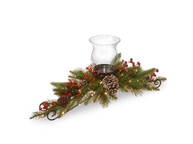 30' Green Battery Operated LED Lighted Christmas Candle Holder and Centerpiece