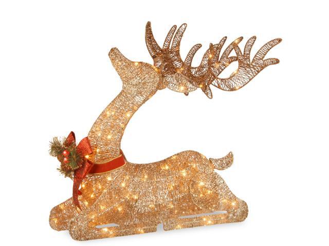 31' Pre-lit Champagne Gold Resting Reindeer Christmas Decor
