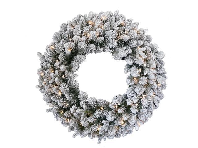 24' Pre-Lit LED Snowy Iceland Fir Artificial Christmas Wreath - Warm White Lights