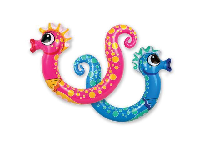 Set of Two Pink and Blue Inflatable Seahorse Noodle Swimming Pool Toys 54-Inch