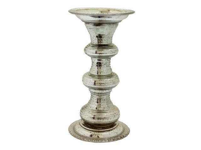 1175' Silver Traditional Antique Pillar Candle Holder